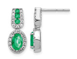 9/10 carat (ctw) Emerald Drop Earrings in 14K White Gold with Diamonds 3/10 carats (ctw)